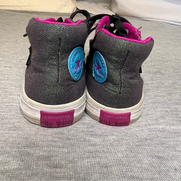 Converse Black and Pink High-Top Sneakers with Canvas Upper - Picture 4 of 7